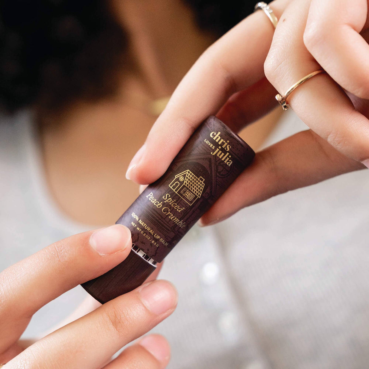 Chris Loves Julia Lip Balm, Spiced Peach Crumble